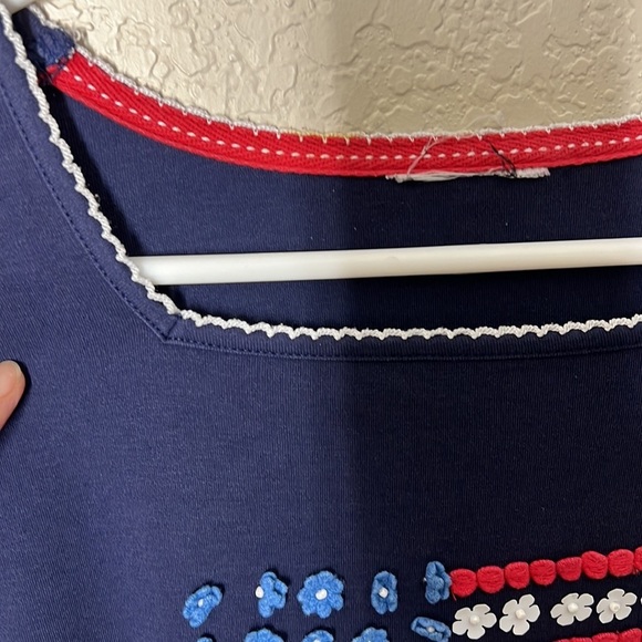 Alfred Dunner Vintage Americana Short Sleeve US Flag Top. Sz XL. EUC. Navy - Picture 4 of 5